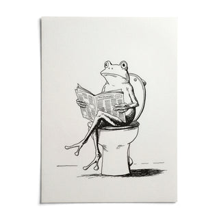 Cartoon Frog Wall Art, shown as an unframed paper print on a plain white background