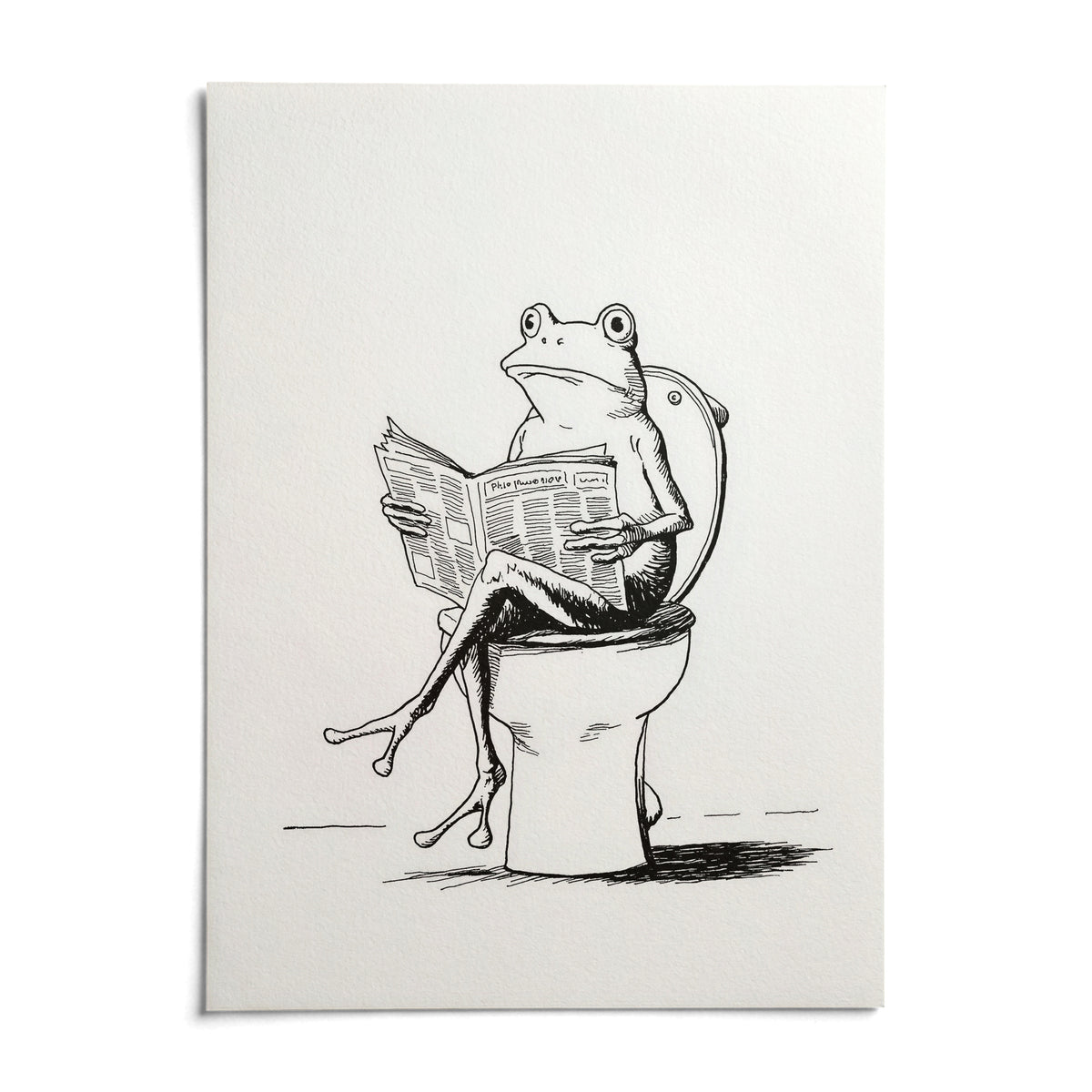 Cartoon Frog Wall Art, shown as an unframed paper print on a plain white background
