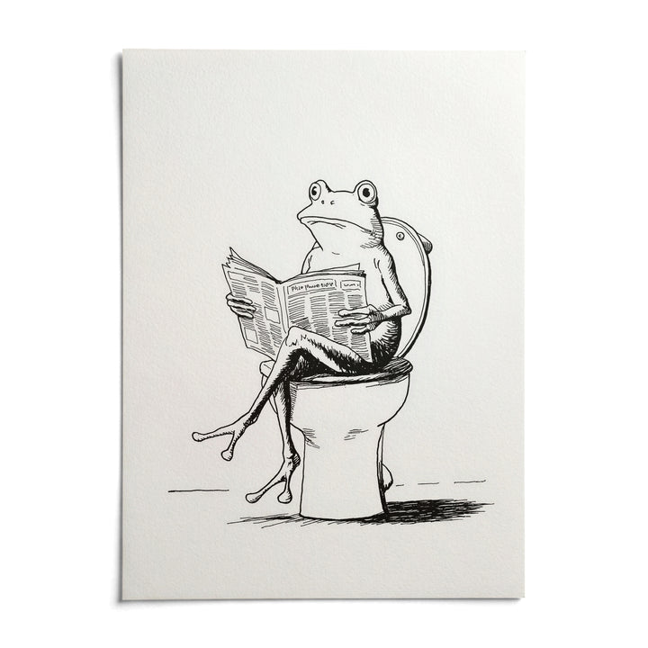 Cartoon Frog Wall Art, shown as an unframed paper print on a plain white background