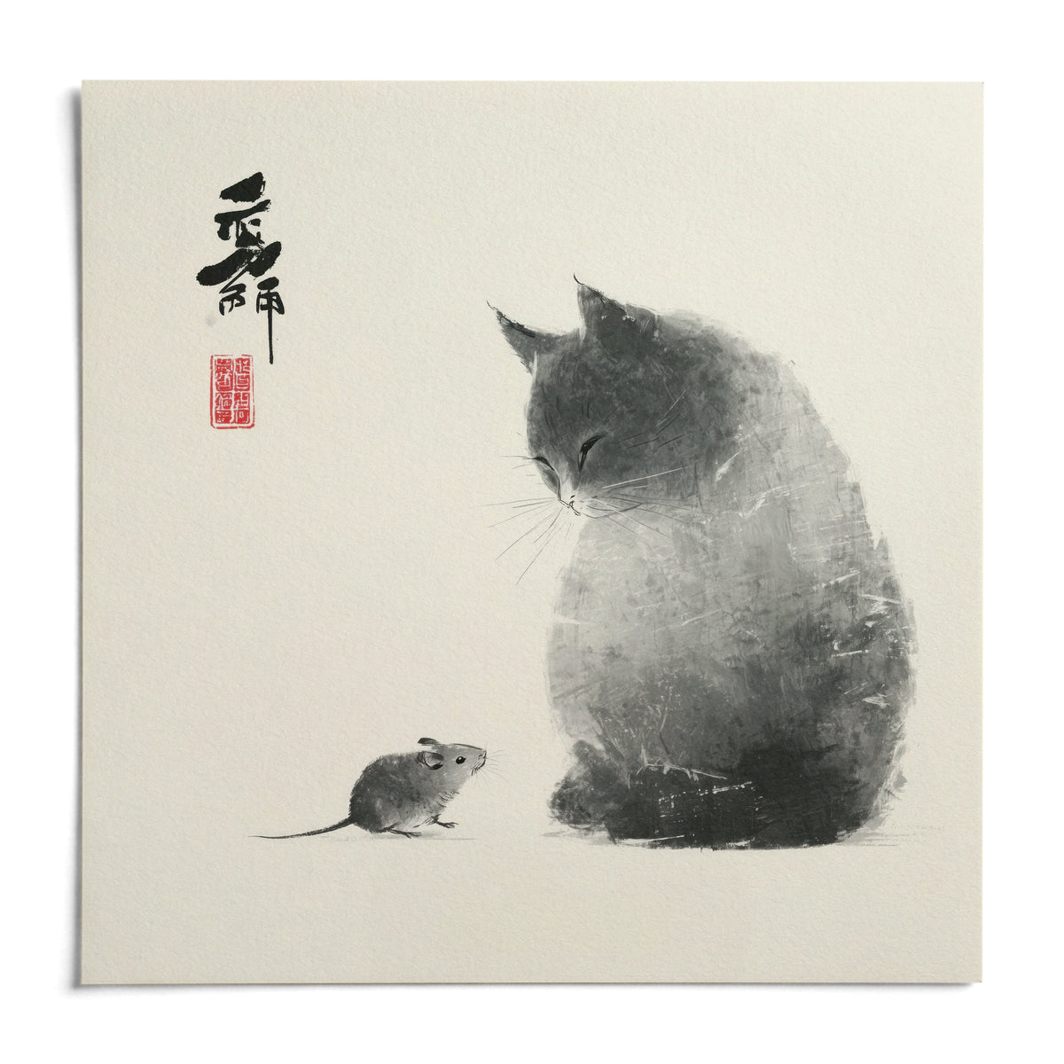 Cat And Mouse, shown as an unframed paper print on a plain white background
