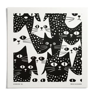 Cat Art Black and White, shown as an unframed paper print on a plain white background