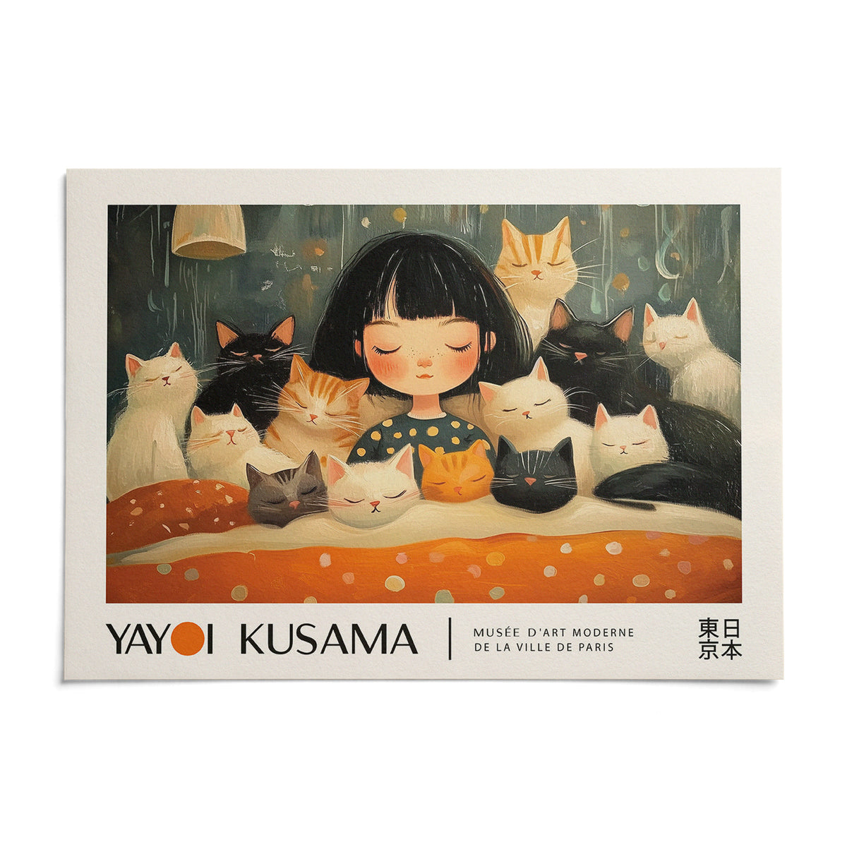 Cat Art Print, shown as an unframed paper print on a plain white background