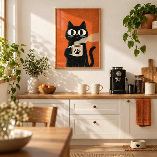 Cat Coffee Mug Print