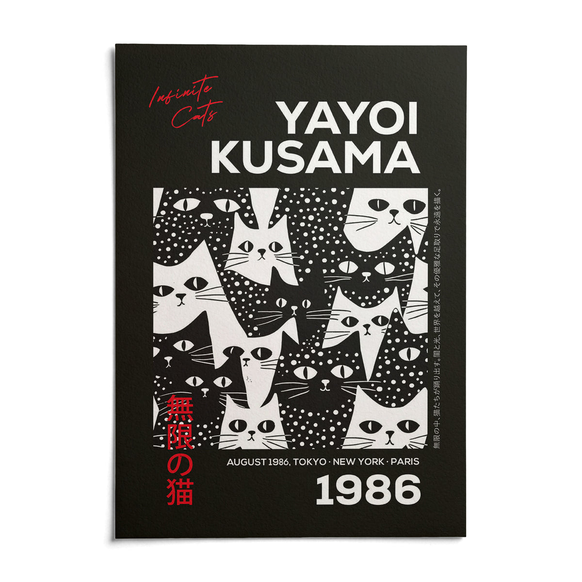 Cats Black Poster, shown as an unframed paper print on a plain white background