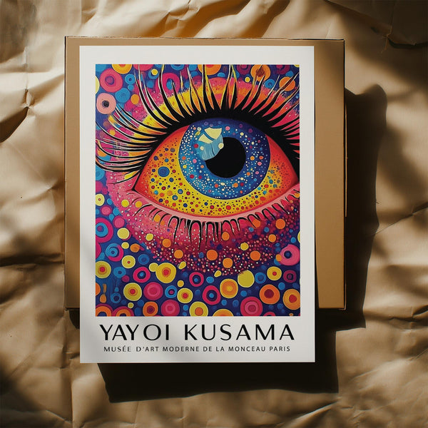 Pop Art Prints design with bold lashes and circular backgrounds.