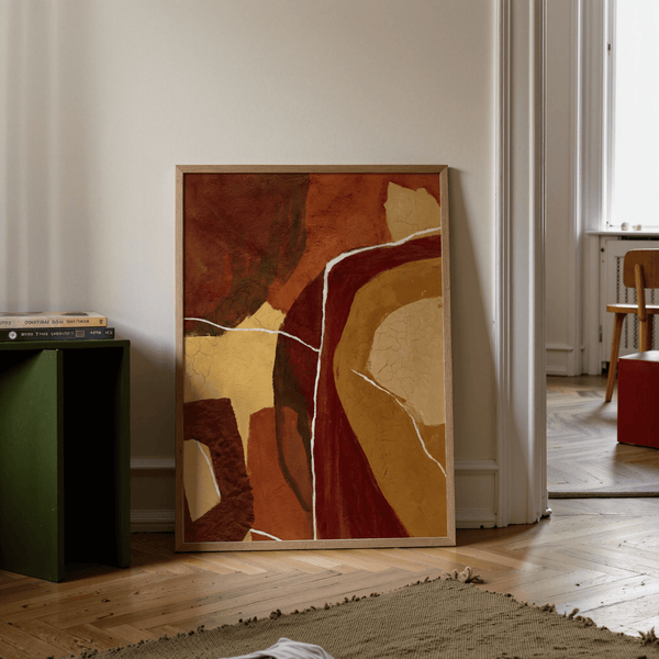 Abstract Earth Tones Print in brown and beige shades for modern hallway print