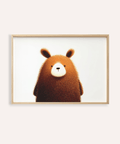Cute Bear Print with Brown and White for nursery wall art