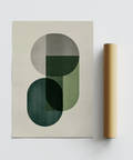 Abstract Modern Poster Decor in Gray, Green, Beige for bedroom print