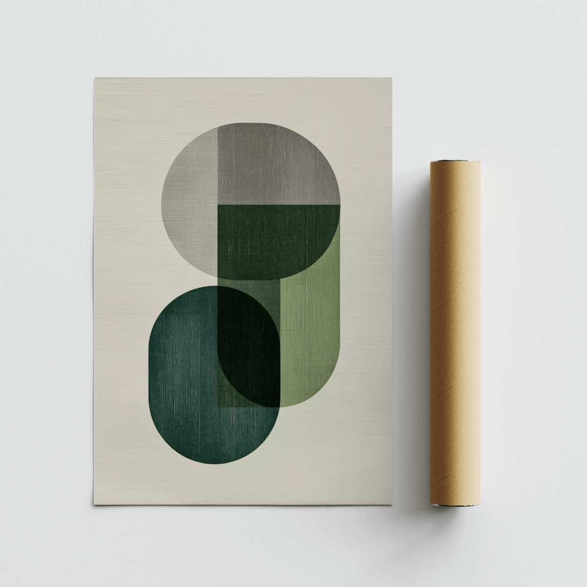 Abstract Modern Poster Decor in Gray, Green, Beige for bedroom print