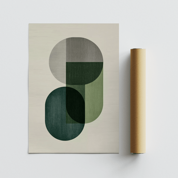 Abstract Modern Poster Decor in Gray, Green, Beige for bedroom print