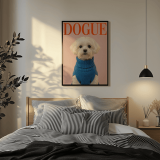 Modern Maltese Dog Wall Art with Red text for bedroom decor