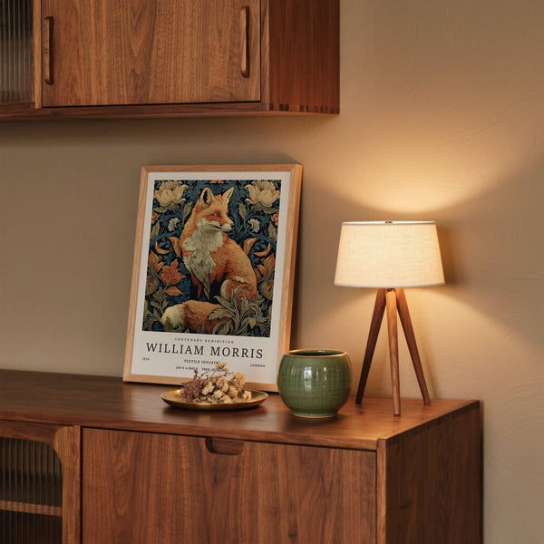 William Morris Fox Print featuring vintage botanical textures and natural tones.