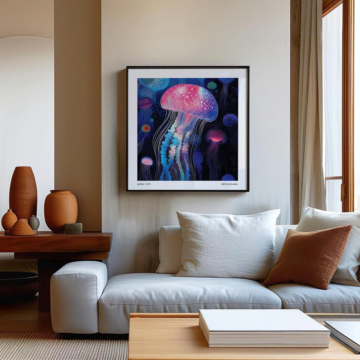 Magical pastel and pink wall art jellyfish print for stylish spaces