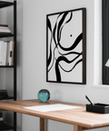 Black and White Art abstract brushstroke print in Black and White for lounge room wall