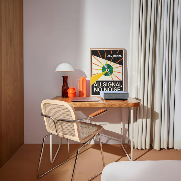 Design-focused vinyl record poster with crisp, clean lines.