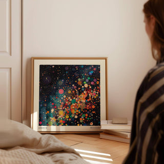 Wall art galaxy posters featuring glowing star clusters