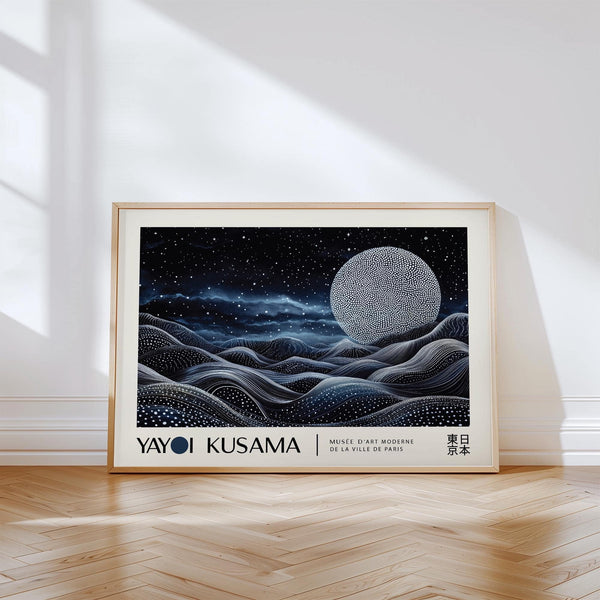 High-quality space art wall print with a radiant moon