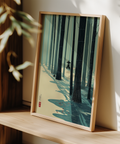 Quiet woodland poster print featuring bamboo stalks and negative space