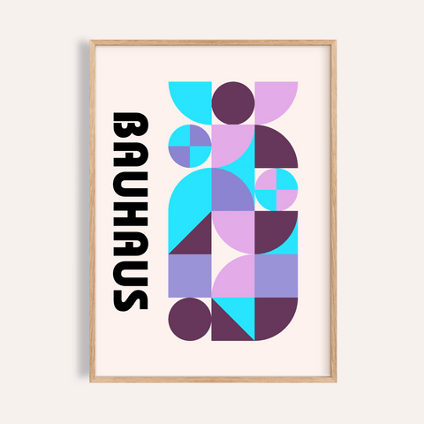 Colorful Shape Print in Purple, Pink, Blue for living room wall art