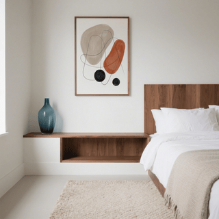 Modern Abstract Shapes Art Print with Green and Yellow for bedroom decor
