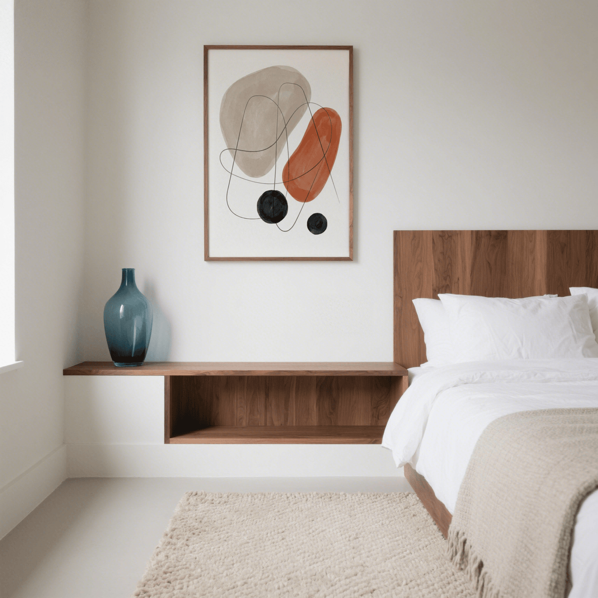 Modern Abstract Shapes Art Print with Green and Yellow for bedroom decor