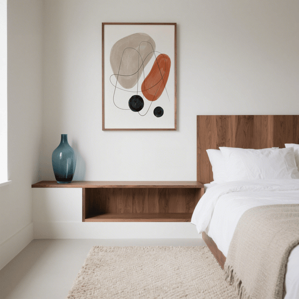 Modern Abstract Shapes Art Print with Green and Yellow for bedroom decor