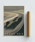 Top section of Grand Prix Poster with horizon hills and FORMULA ONE lettering