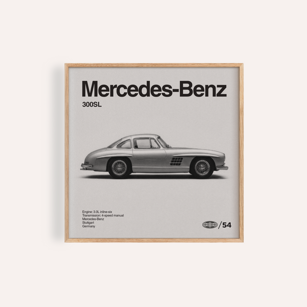 Classic Car Wall Art in Gray and White for office wall art poster