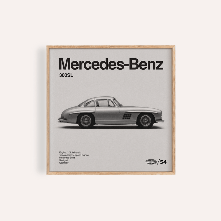 Classic Car Wall Art in Gray and White for office wall art poster