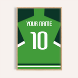 Camiseta de fútbol personalizada - verde con mangas verde oscuro — wooden-frame main image