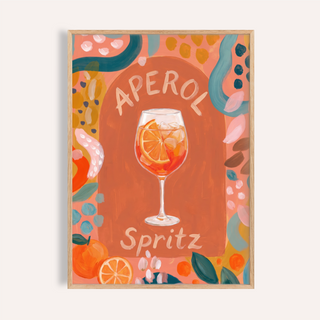 Featured Aperol Spritz Art Print poster with wine glass and citrus slice illustration