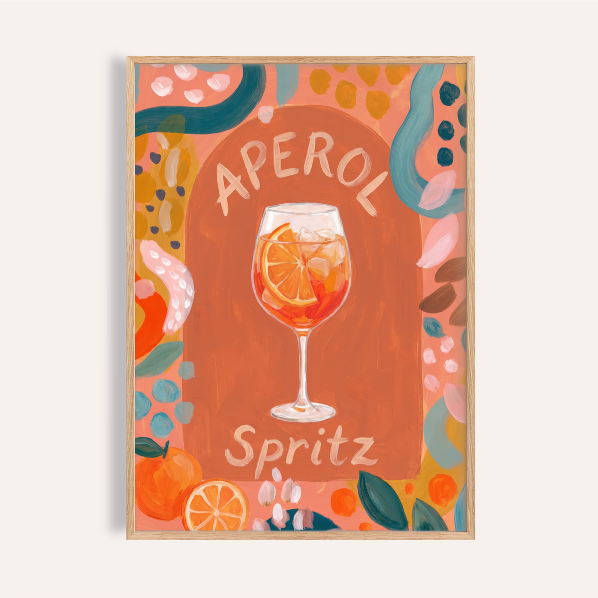 Featured Aperol Spritz Art Print poster with wine glass and citrus slice illustration