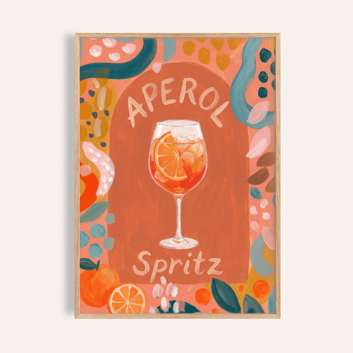 Featured Aperol Spritz Art Print poster with wine glass and citrus slice illustration