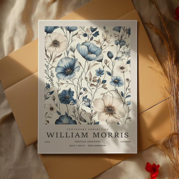 Elegant floral neutral wall art for living room with soft poppies and delicate stems.