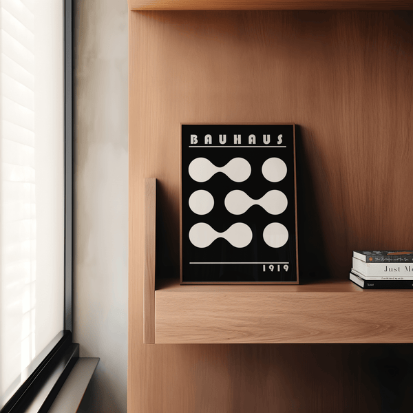 Minimalist Abstract Geometric Print for office in Black and White poster