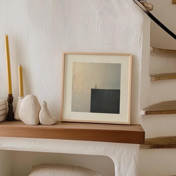 Modern conceptual wall art in a muted colour palette for minimalist interiors