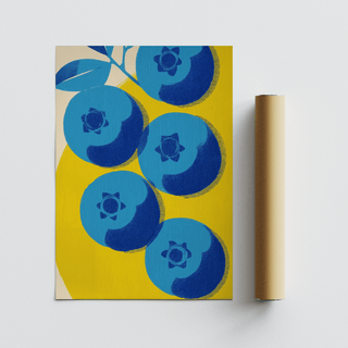Blueberry Wall Art in Blue and Yellow hues for bedroom wall art print
