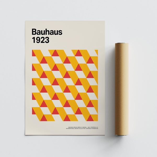 Close-up of clean triangular forms in art posters gallery design.