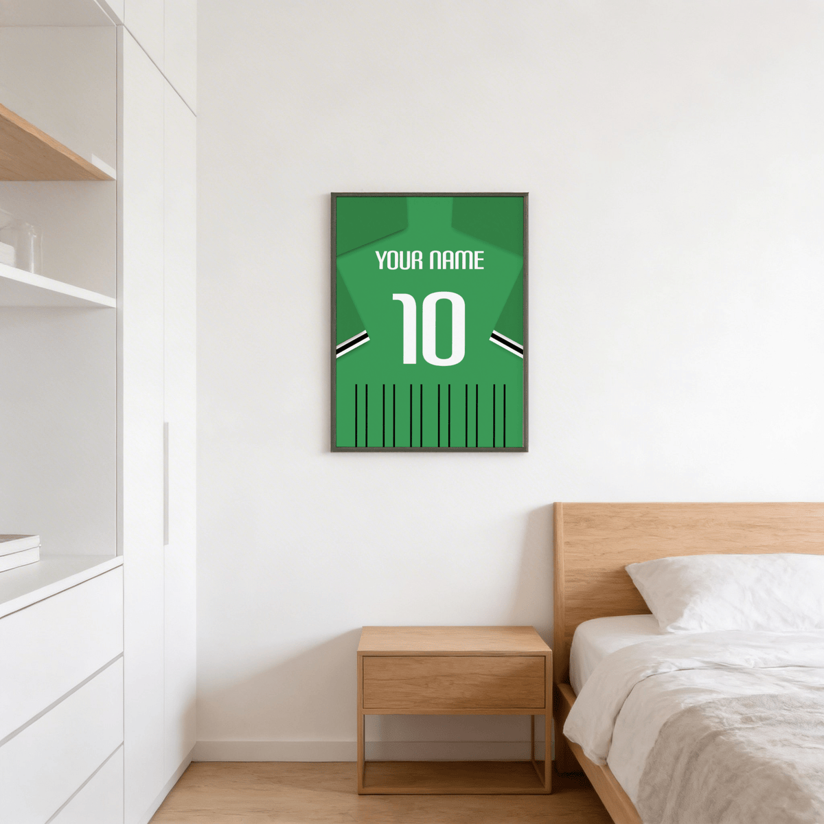 Close detail of Sassuolo Football Shirt Poster showing bold numeral and barcode motif
