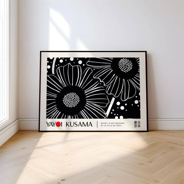Graphic dot artwork included in abstract horizontal wall hanging