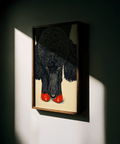 Poodle Wall Art for children's room, using beige, black, and red hues