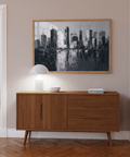 Reflective City Skylines Wall Art in Black and White for entryway