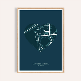 Love Map Poster in Green and White for bedroom, wall art