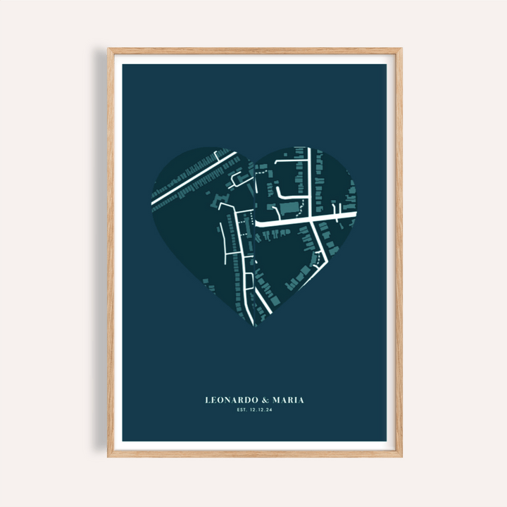 Love Map Poster in Green and White for bedroom, wall art