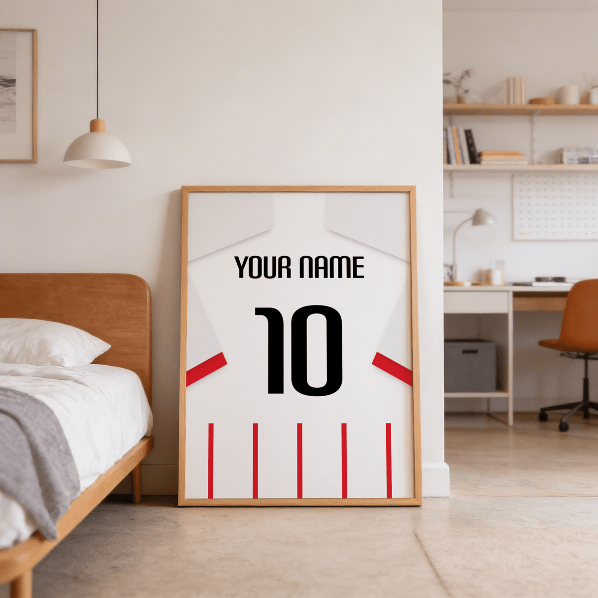 Close view of Girona Football Shirt Poster showing bold typography