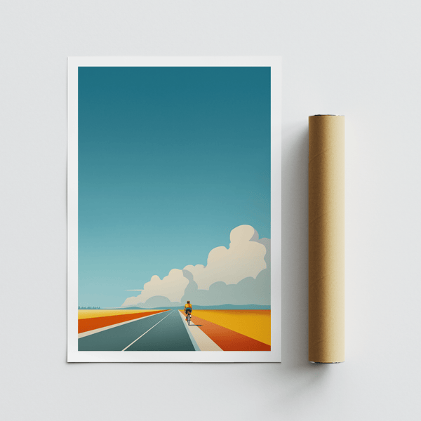 Bicycle Journey Wall Art wall art showing cyclist on a wide road