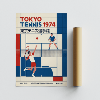 Vintage style tennis event print referencing 1970s tournament graphics