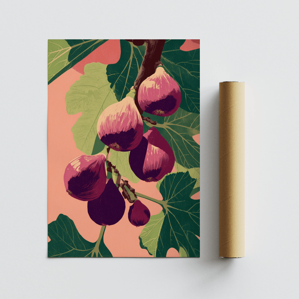 Fig Wall Art featuring figs on branch, purple and green kitchen wall art