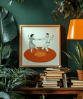 Vintage Dance Art Print featuring orange color for vintage theme wall art print