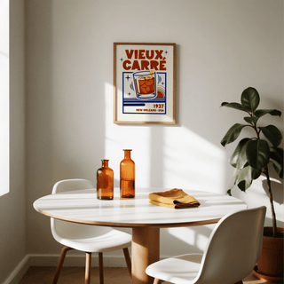 New Orleans Cocktail Print in striking red for game room poster